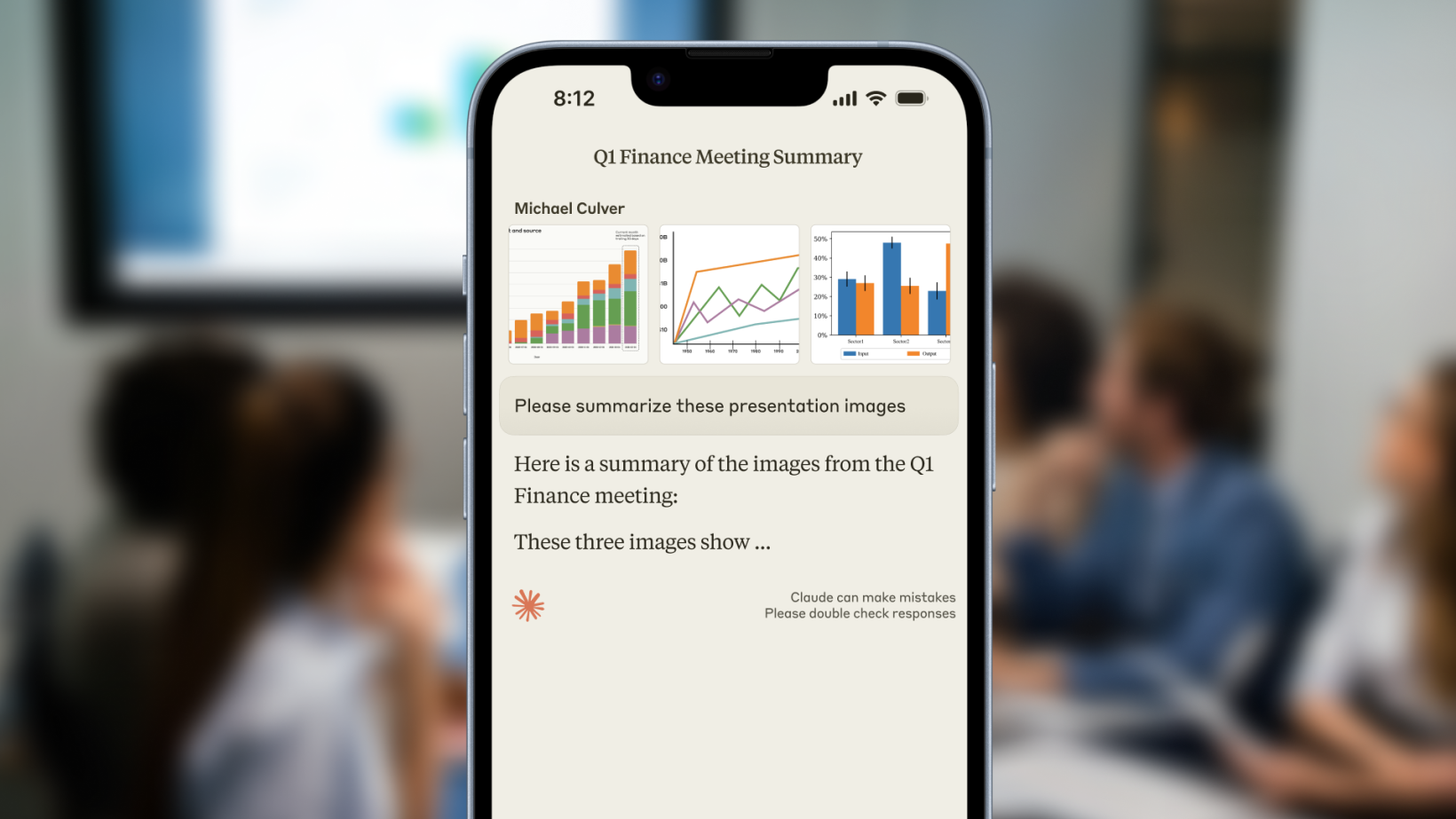 An image of the Claude iOS app.